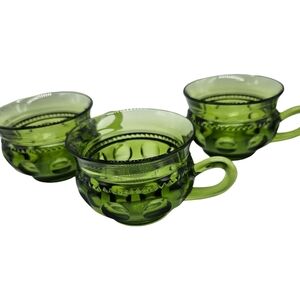 Vintage Indiana Glass King's Crown Thumbprint Cups Set of 3